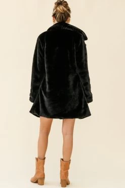 Tahoe Faux Fur Notch Lapel Coat Black -Fashion women's clothing 14136b01 black 191030sl1781