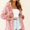 Tahoe Faux Fur Notch Lapel Coat Blush