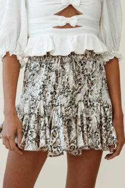 Robyn Flounce Mini Skirt Champagne Leopard -Fashion women's clothing 14254B21 S CHAMPAGNE LEOPARD 7