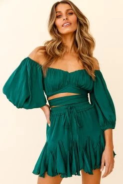 Robyn Flounce Mini Skirt Forest Green 10 Robyn Flounce Mini Skirt Forest Green -Fashion women's clothing 14254B28 S FOREST GREEN 2