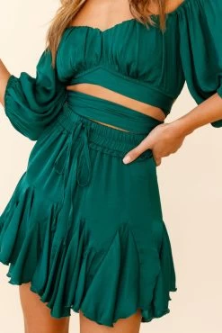 Robyn Flounce Mini Skirt Forest Green 11 Robyn Flounce Mini Skirt Forest Green -Fashion women's clothing 14254B28 S FOREST GREEN 4