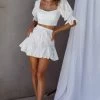 Robyn Flounce Mini Skirt Eyelet White