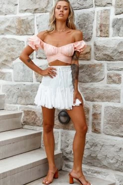 Robyn Pleated Mini Skirt White -Fashion women's clothing 14254b s white 5