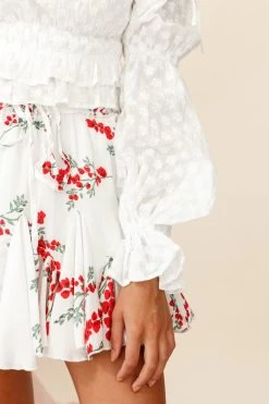 Robyn Flounce Mini Skirt Floral Print White 10 Robyn Flounce Mini Skirt Floral Print White -Fashion women's clothing 14254b24 s white 190805sl14743 ps bottom