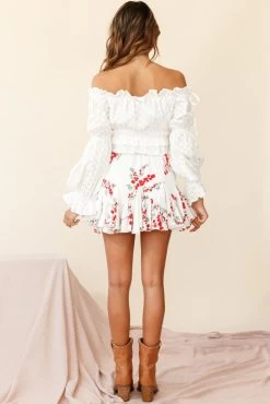 Robyn Flounce Mini Skirt Floral Print White 9 Robyn Flounce Mini Skirt Floral Print White -Fashion women's clothing 14254b24 s white 190805sl14745 ps bottom