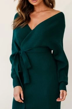 Cameo Batwing Knit Midi Dress Forest Green -Fashion women's clothing 14462b01 forest green 190806sl16960