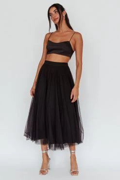 Jasmine Organza Mesh Elasticated Waist Midi Skirt Black 7 Jasmine Organza Mesh Elasticated Waist Midi Skirt Black -Fashion women's clothing 14491B01 20BLACK 2