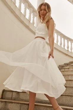 Jasmine Organza Mesh Elasticated Waist Midi Skirt White 19 Jasmine Organza Mesh Elasticated Waist Midi Skirt White -Fashion women's clothing 14491B01 WHITE 8