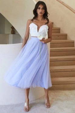 Jasmine Organza Mesh Elasticated Waist Midi Skirt Lavender -Fashion women's clothing 14491b01 lavender 4