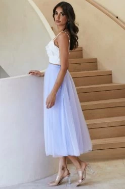 Jasmine Organza Mesh Elasticated Waist Midi Skirt Lavender -Fashion women's clothing 14491b01 lavender 5