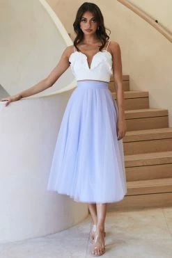 Jasmine Organza Mesh Elasticated Waist Midi Skirt Lavender -Fashion women's clothing 14491b01 lavender 6