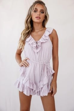 Petrie Ruffle Detail String Waist-Tie Romper Blush 10 Petrie Ruffle Detail String Waist-Tie Romper Blush -Fashion women's clothing 190122sl 1098 st1966b blush