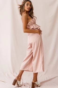 Thea Ruffle Crop Top Jumpsuit Blush -Fashion women's clothing 190123 sl12539 26835b01 blush