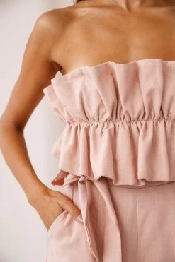 Thea Ruffle Crop Top Jumpsuit Blush -Fashion women's clothing 190123 sl12541 26835b01 blush