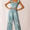 Azure Frill Strap Wide Leg Jumpsuit Sage