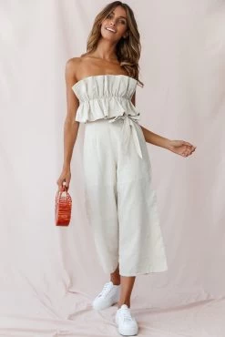 Thea Ruffle Crop Top Jumpsuit Natural -Fashion women's clothing 190123 sl12914 26835b01 natural