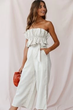 Thea Ruffle Crop Top Jumpsuit Natural -Fashion women's clothing 190123 sl12917 26835b01 natural