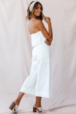 Saturday Layered Bandeau Wide Leg Capri Jumpsuit White -Fashion women's clothing 190123 sl14175 26381b01 white