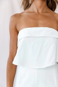 Saturday Layered Bandeau Wide Leg Capri Jumpsuit White -Fashion women's clothing 190123 sl14177 26381b01 white