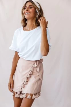 Kris Tassel Trimmed Wrap Skirt Mocha -Fashion women's clothing 190123 sl14189 cm0009b mocha