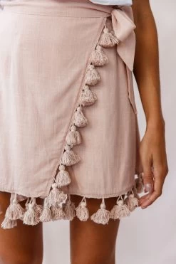 Kris Tassel Trimmed Wrap Skirt Mocha -Fashion women's clothing 190123 sl14192 cm0009b mocha