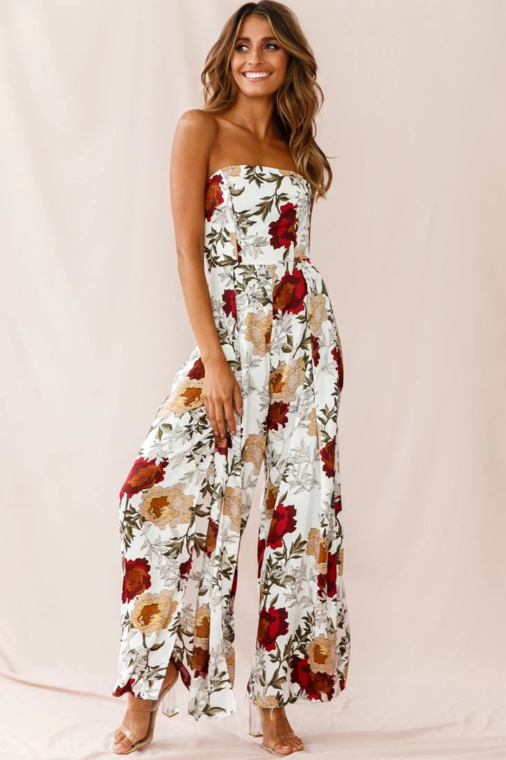 Yuzu Wide Leg Bandeau Jumpsuit White 2 Yuzu Wide Leg Bandeau Jumpsuit White - Image 2