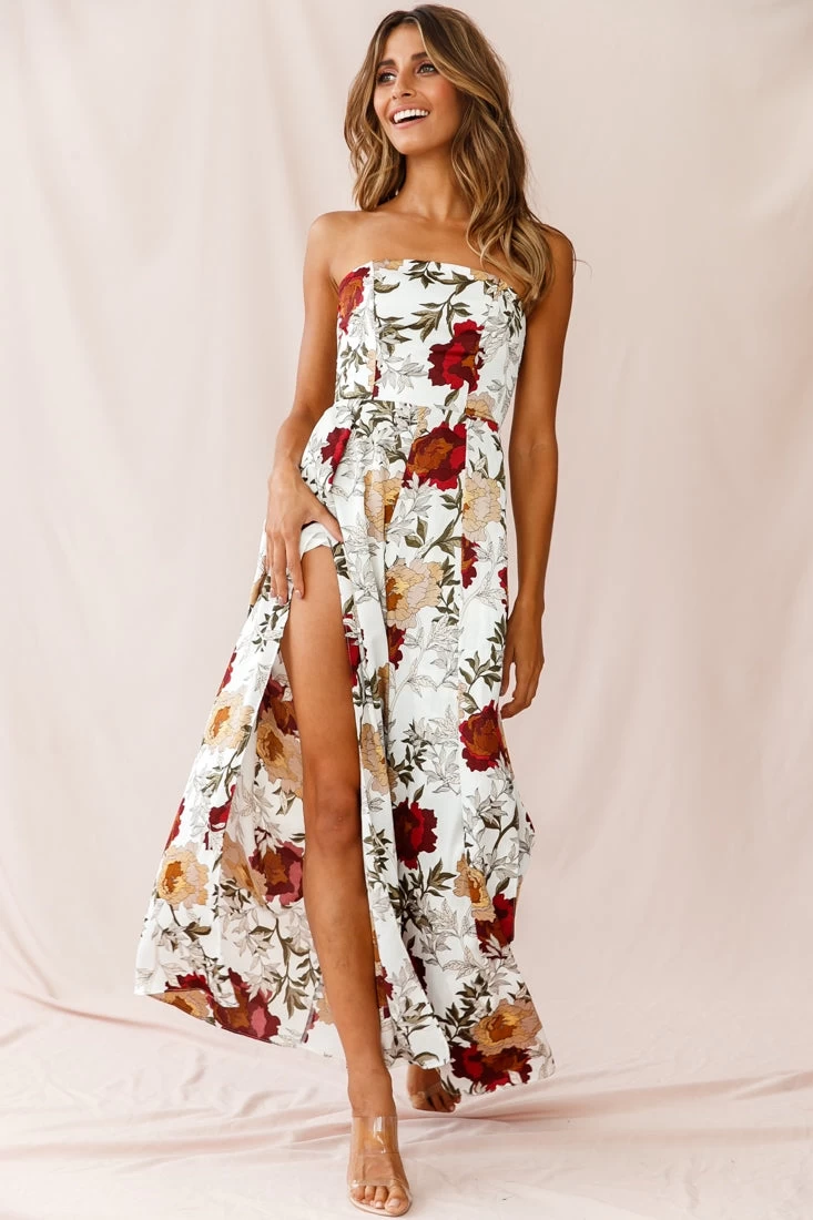 Yuzu Wide Leg Bandeau Jumpsuit White 1 Yuzu Wide Leg Bandeau Jumpsuit White