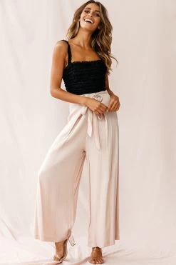 Saigon Wide Leg Eyelet Pants Mocha 9 Saigon Wide Leg Eyelet Pants Mocha -Fashion women's clothing 190123 sl15218 26360b mocha st1988b black