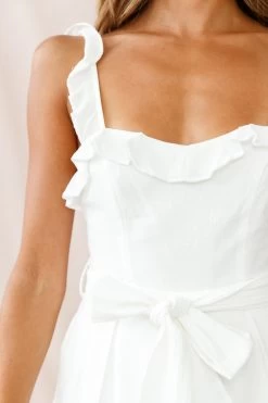 Kaia Ruffle Strap Wide-Leg Capri Jumpsuit White 10 Kaia Ruffle Strap Wide-Leg Capri Jumpsuit White -Fashion women's clothing 190123 sl15281 26547d01 white