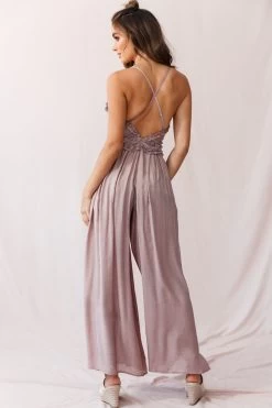 Laney Wide Leg Ruffle Detail Jumpsuit Mocha -Fashion women's clothing 190219sl 1124 62157bk05 mocha