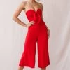 Khloe Summer Bow Tie Jumpsuit Red