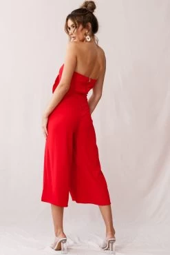 Khloe Summer Bow Tie Jumpsuit Red -Fashion women's clothing 190219sl 1718 st0546al red