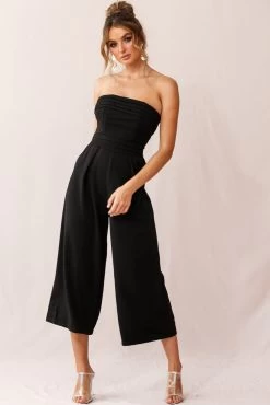 Chosen Strapless Wide Leg Jumpsuit Black -Fashion women's clothing 190219sl 1861 14289b black