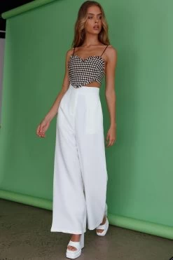 Starke High Waist Wide Leg Pants White -Fashion women's clothing 24114BR04 20WHITE 2