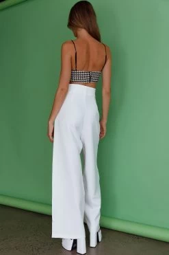 Starke High Waist Wide Leg Pants White -Fashion women's clothing 24114BR04 20WHITE 7