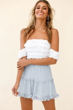 Alexi Mini Skirt Frill Trim Crepe Texture Grey 9 Alexi Mini Skirt Frill Trim Crepe Texture Grey -Fashion women's clothing 25292B19 S GREY 5