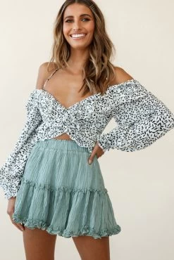 Alexi Mini Skirt Frill Trim Olive -Fashion women's clothing 25292B19 S OLIVE 4