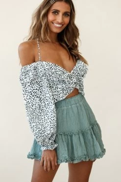 Alexi Mini Skirt Frill Trim Olive -Fashion women's clothing 25292B19 S OLIVE 7