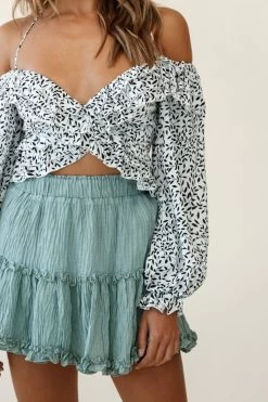 Alexi Mini Skirt Frill Trim Olive -Fashion women's clothing 25292B19 S OLIVE 8