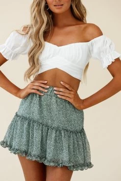 Alexi Frill Trim Mini Skirt Leopard Print Sage 9 Alexi Frill Trim Mini Skirt Leopard Print Sage -Fashion women's clothing 25292B21 S SAGE LEOPARD 4