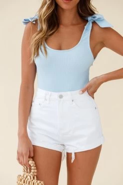 Can't Stop Me Bow Shoulder Bodysuit Blue 12 Can't Stop Me Bow Shoulder Bodysuit Blue -Fashion women's clothing 25589B BLUE 6