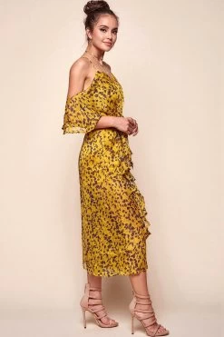 Constance Flowy Summer Jumpsuit Yellow Mustard -Fashion women's clothing 25615b01 mustard 4883 1
