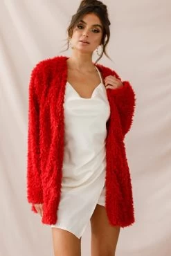 Ronan Fluffy Coat Red -Fashion women's clothing 25995b01 red 2