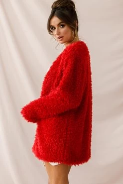Ronan Fluffy Coat Red -Fashion women's clothing 25995b01 red 4