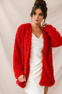 Ronan Fluffy Coat Red -Fashion women's clothing 25995b01 red 5