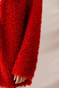 Ronan Fluffy Coat Red -Fashion women's clothing 25995b01 red 6