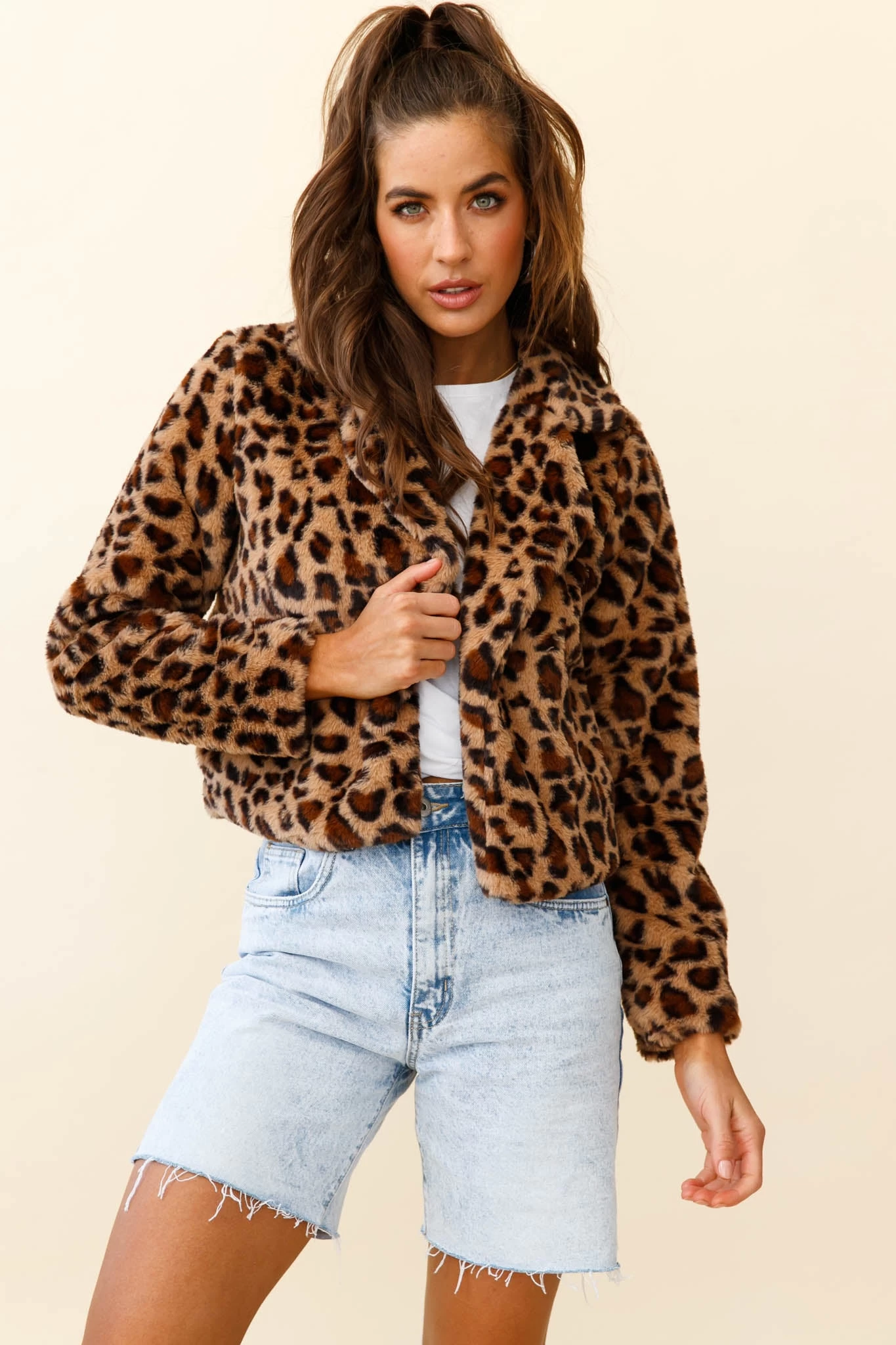 Ohio Faux Fur Leopard Print Jacket Brown 9 Ohio Faux Fur Leopard Print Jacket Brown - Image 9