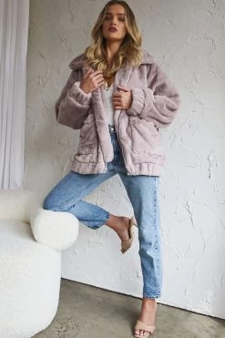 Chamonix Collared Zip Front Jacket Mauve -Fashion women's clothing 26344B02 MAUVE 4