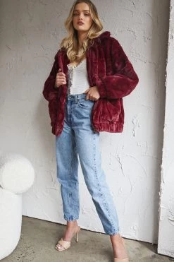 Chamonix Collared Zip Front Jacket Wine -Fashion women's clothing 26344B02 WINE 2