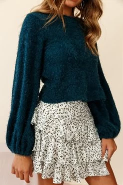 Adore Back-To-Front Twist Knit Crop Top Teal -Fashion women's clothing 26660d01 teal 190805sl14865 ps